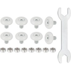 uxcell 19mm 서랍 롤러 휠 캐비닛 포지셔닝 슬라이드 스크루 렌치 포함 파일/문서/서랍/공예 교체용 부품용 화이트 8개