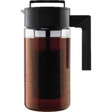 타케야 디럭스 콜드브루 커피 메이커 - BPA-Free 트라이탄 소재 용기 밀폐형 누수 방지 뚜껑 실리콘 그립 손잡이 미세망 필터 깨지지 않고 식기세척기 사용 가능 미국, 1쿼트, 검은색