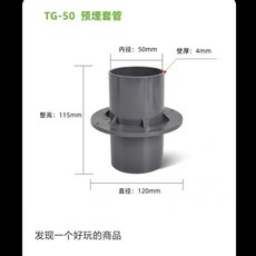 拾光優選好物 土建池專用預埋件套管 圓形110管 PVC嵌入式法蘭配件 耐腐蝕, 1個, 1.5寸公制50管接口
