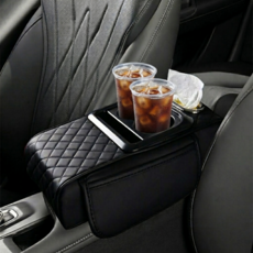 엄군마켓 차량용콘솔박스 수납함 컵홀더 팔걸이쿠션 받침대, 블랙, 1개