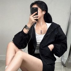 바스락 여성 트레이닝복 세트 바람막이 트레이닝 츄리닝 반바지 후드 집업 밴딩 바지 런닝 러닝