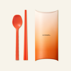 봄마음 실리콘 안심 수저 1인 명품 선물 세트, 1세트, 1. 오렌지
