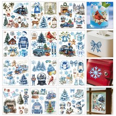 PVC 열전사 스티커 창문 컵 화분 데코 14x14cm 12장세트 12가지 디자인, 혼합4