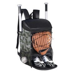 [ 1161386 ] 대용량 야구 가방 성인 청소년 장비 펜스 후크 신발 수납 공간이 있는 소프트볼 장비 백팩 블랙 카모 디자인, 대용량 야구 가방, 성인, 청소년, 장비 장비, 펜스, 1개