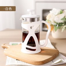 繽享 玻璃不鏽鋼法壓壺, 1個, 白色350ml, 白色