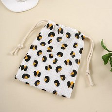 아동용 더블 레이어 코튼 모슬린 침대 가방 단색 인쇄 보관 드로스트링, 15. Leopard