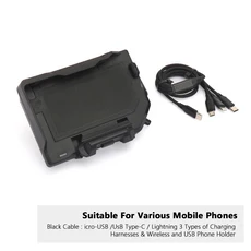 오토바이 무선 충전 F900R R18 B K1600GT GPS 휴대폰 홀더 내비게이션 브래킷 BMW C400GT C400X S1000XR, 01 China Mainland, 01 Wireless- Black Line