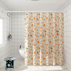 달콤 복숭아 맞춤 욕실커텐 패브릭 샤워커튼 화장실커튼, 1개, V. 싱글커튼 벽폭 90110에 커튼폭 12높이 18m