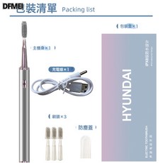 DFMEI HYUNDAI智能電動牙刷小冰棍防水機身成人家用全自動充電款宿舍, 1個, 充電款, 銀色