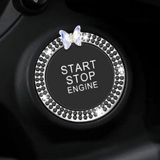 Clab 차량용 시동버튼 커버 나비모양 점화버튼 장식 커버 자동차 악세사리 인테리어 용품, 1개, 검정색