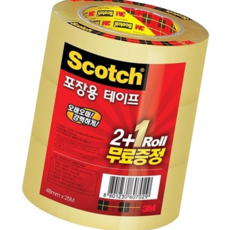 문구사무/스카치포장용테이프(3625/투명/48mm×25m 2plus1/3M), 1개