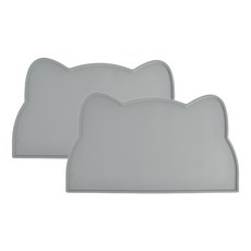 펫블리스 흘림방지 강아지 고양이 논슬립 실리콘 식기매트, 그레이, 2개