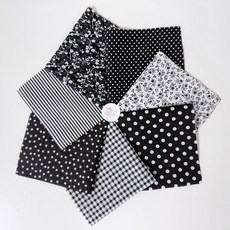 CRS 019 탐나요 인형옷 소품 원단 면20수 무늬 패턴 프린트 패브릭 자투리 조각 천, 1세트, 블랙