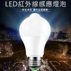 LED燈泡 人體感應防盜燈 紅外線感應燈 人體感應燈 12W E27 LED燈泡 樓梯燈/車庫燈泡/走道燈/浴室燈/陽, 1個, 12W白光紅外線光控型光昏暗時觸發感應