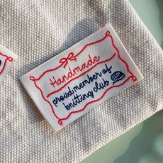 핸드메이드 양접이 자수 라벨, 15개, 레터링라벨