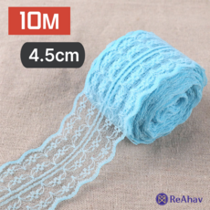 레아하브 루벨린 레이스천 리본끈 밑단원단 4.5cm x 10M, 스카이, 1개