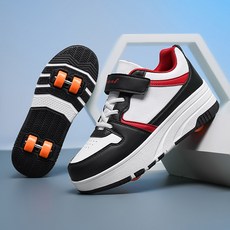 바퀴 달린 신발 휠 운동화 아동용 4륜 투명 바퀴 남녀공용 발광 초보자용, 1개, 화이트블랙 8륜 조립 WF985