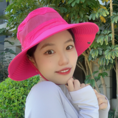 여성용 등산모자 경량 통기성 사파리 챙모자, 레드