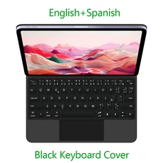 아이패드 에어 11인치 M4 M3 2026용 백라이트 매직 키보드 케이스 M2 6세대 멀티터치 스마트 폴리오, 02 iPad Air 11 M4 2026, 16 Black-Spanish