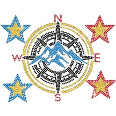 1개 유리 핫픽스 라인스톤 다리미 부착형 아플리케 의상 액세서리 (옷 가방 바지용) 나침반 모양 (297x210mm), 혼합색