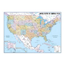 Jido.com 覆膜美國地圖 小 110 x 78 cm + 世界地圖套組, 1套