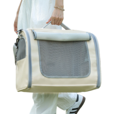 포프린츠펫 고양이 이동장 강아지 이동가방 반려동물 이동가방 삼면통풍 이동가방+이너쿠션, 베이지, 1개