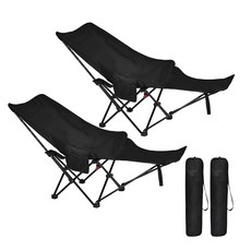 [오늘특가]Frokom 경량 접이식 캠핑의자 1+1 튼튼한 야외 접이식 4단 각도조절 캠핑의자 발받침 릴렉스 체어, 2개, 블랙