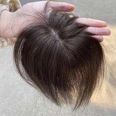 샤일리 여성 인모 정수리 부분가발 인모 앞머리 가르마 수제가발, 브라운+가르마타입, 1개