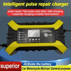 XL 스팟 상품 12V6A 스마트 배터리 충전기 시동정지 유럽 규정 풀 스톱 역방향 보호 납축전지, 01 12V용, 02 미국, 01 Yellow