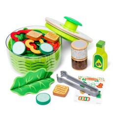 Melissa & Doug 샐러드 스피너 놀이 세트 만 3세 이상 남아 및 여아용 역할 놀이 음식, 단순 포장, 1개