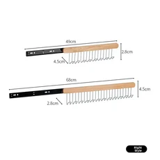 나무 다용도 수납 걸이 옷 건조대 슬라이딩 사이드 웨이브 디자인 침실용 무타공 설치, 04 오른쪽 스타일 [후크 8개 + 후크 12개]