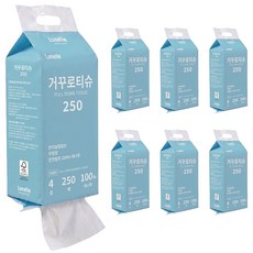 루넬 거꾸로티슈 4겹 도톰한 먼지없는 대나무 프리미엄 벽걸이 화장지, 6개, 250매입