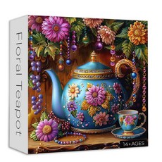성인용 빈티지 찻주전자 퍼즐 1000피스 Larkipuzz 찻잔 직소 퍼즐 꽃 비즈 아트 홈 데코로 어려운 티타임 테마, 성인용 빈티지 찻주전자 퍼즐 1000피스, Larkip