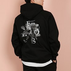 Auraq 中性款大尺碼花朵印花長袖連帽衫