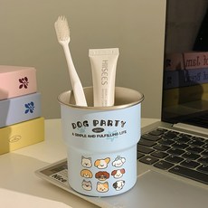 卡通可愛動物不鏽鋼漱口杯 簡約情侶階梯水杯 家用洗漱杯, 淺藍色, 1個