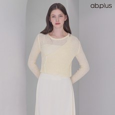에이비플러스 여성 니트 나르시스 언발 랩스타일 긴팔 베이직 니트티