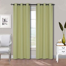 Better Home Style 2피스 단색 100% 암막 룸 다크닝 2 패널 창문 처리 커튼 단열 드레이프 그로밋 M3784 (세이지 그린 2개 너비 91.4cm x 길이