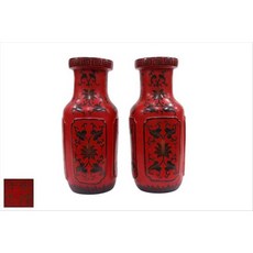 《博古珍藏》漆器描金花瓶一對．乾隆年製．高39.5公分．早期收藏老件．居家裝飾擺件