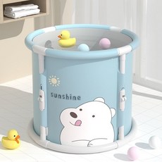 摺疊泡澡桶 大人/兒童/家用 可坐雙人 全身浴缸, 1個, 【加厚保溫 免安裝】大白熊,【60*55】桶+排水管+坐墊