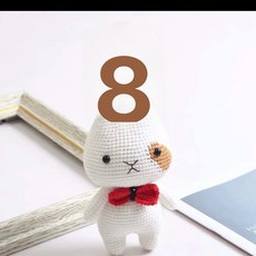 Fat Ya 코바늘 고양이 인형 새끼 제품 소재 뜨개질 비디오 취미용품 손뜨개 수제 곰 인형만들기 DIY 돼지 토끼 선물 패키지 도안 크로셰 만들기세트, 13.레드 보우 토끼 재료