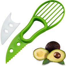 아보카도 슬라이서 도구 3 in 1 과일 및 필러 녹색