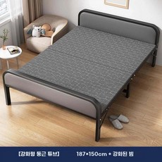 접이식 침대 철제프레임 일반형 슈퍼 자취방 보드 평상 매트리스 원룸 받침대 틀 싱글, AN. 두꺼운 가드레일 가죽 150