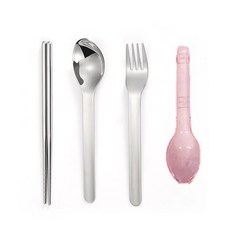 304不鏽鋼 便攜餐具組, 粉色, 1個
