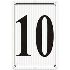 i-CowFun 프리미엄 반사 금속 번호 표지판 1 - 알루미늄 12인치 X 8인치 주차 공간 실외 대형 바닥 도크 코트 통로 필드 페이드 없음 내후성, Reflective Number Signs 10, 1개