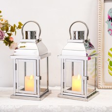 JHY DESIGN 풍등 캔들 홀더 2종 세트, 은색