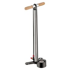 Lezyne ALLOY FLLOR DRIVE 鋁木柄直立式打氣筒 (紅頭 聰明嘴), 亮銀, 1個