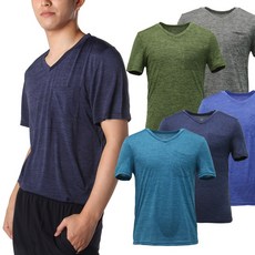 모렉스 37A 여름 남성 스판 브이넥 반팔 등산 티 보카시