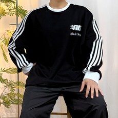 [마이빅스타일] 알파 트랙 오버핏 맨투맨 5XL 2COLOR 국내생산 빅사이즈 루즈핏 남여공용 맨투맨 (면/기모 선택)