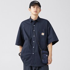 Yooroo 男款寬鬆翻領貼布襯衫 K1728