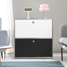 이가페 시스템선반 거실장 모듈수납장 모노 1x2 베이직 수납장 비스포크콤비, 상부화이트+하부블랙